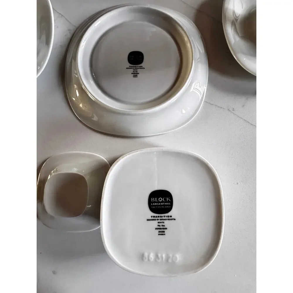 18pc Gerald Gulotta Block Langenthal Transition White Coffee Set + Platter MCM